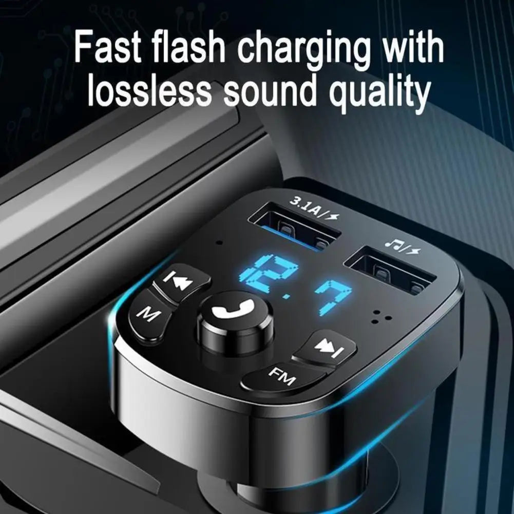 Car Charger FM Transmitter Bluetooth Audio Dual USB Car MP3 Player Autoradio Handsfree Charger 3.1A Fast Charger Car Accessories