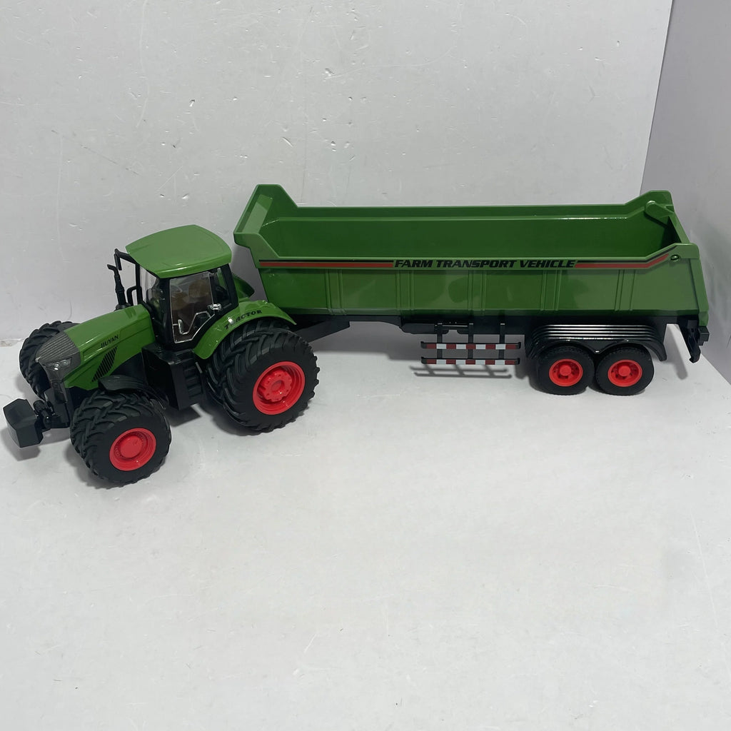 Manual sliding tractor toy set, manual tractor with green bed, suitable for indoor and outdoor play, good weather resistance.
