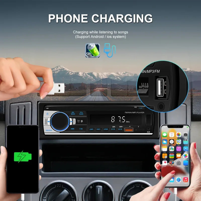 Car Radio 1 din Stereo Player Digital Bluetooth Car MP3 Player FM Radio Stereo Audio Music USB/SD with In Dash AUX Input