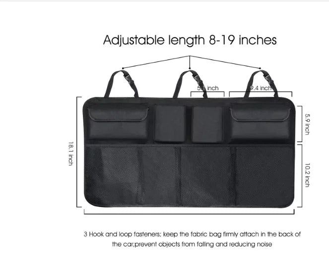 Car Trunk Organizer Adjustable Backseat Storage Bag Net High Capacity Multi-use Oxford Automobile Seat Back Organizers Universal