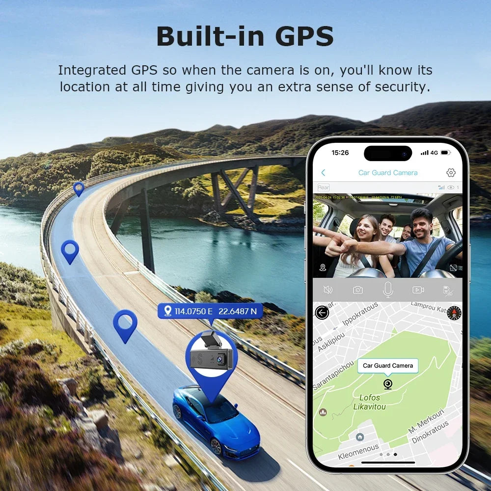 2025 NEW 6MP Dash Cam Dual Lens 4G Driving Recorder Car DVR Camera GPS 24-Hour Parking Monitoring APP Remote Monitoring
