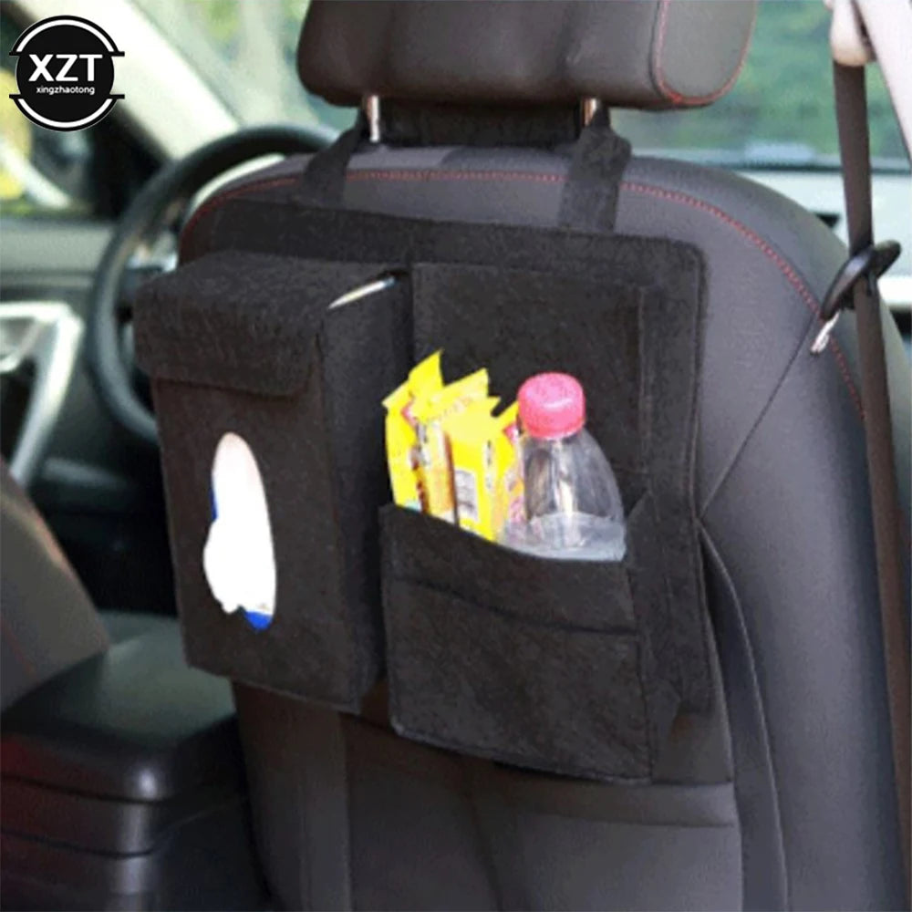 Car Back Seat Storage Bag Organizer Hanging Bag Paper Towel Mobile Phone Storage Felt Bag Debris Organizer Accessories