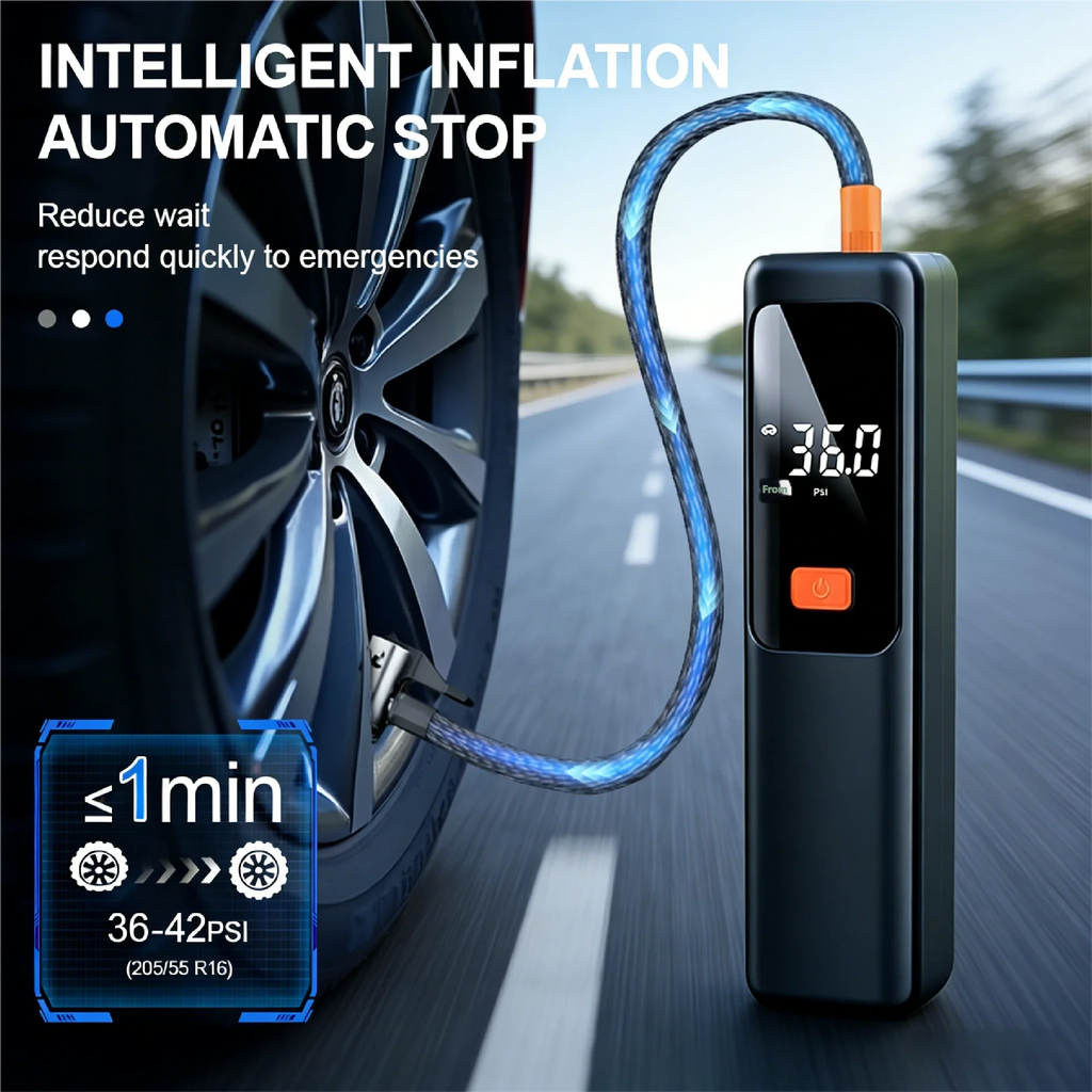 Wireless Portable 150PSI Tire Inflator Electric Air Pump Rechargeable Digital Pressure Gauge Auto Shutoff LED Light for Car Bike