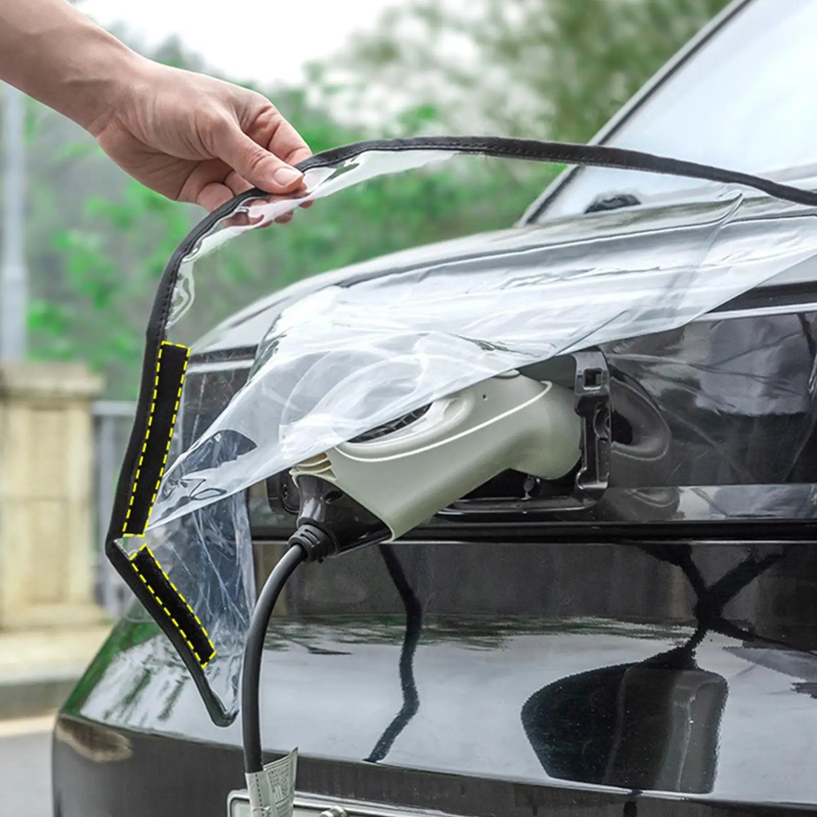 Electric Vehicle Charger Port Rainproof Cover Electric Car Charger Plug Cover Waterproof PVC With Magnetic Stripe For All EV