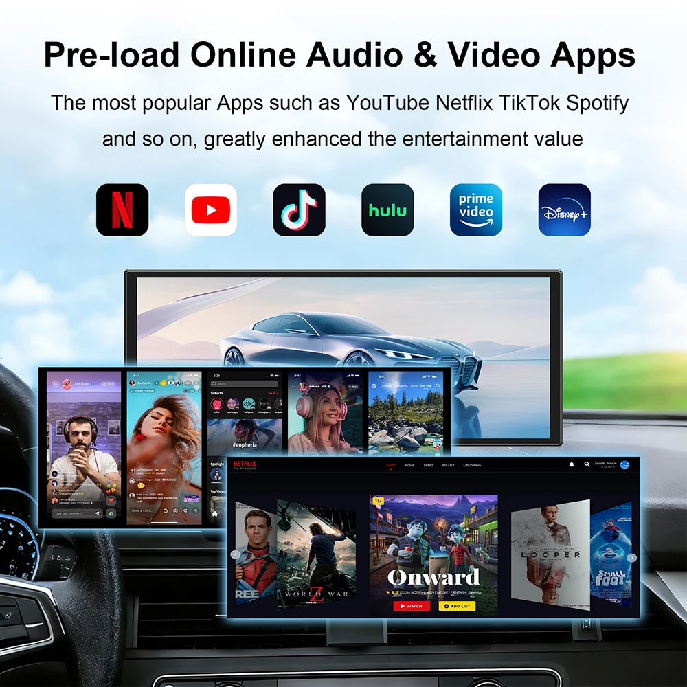 11.6 inch Dash Cam Car DVR Wireless Carplay & Android Auto GPS Navigation Video Recorder Dashboard  Wifi FM AUX