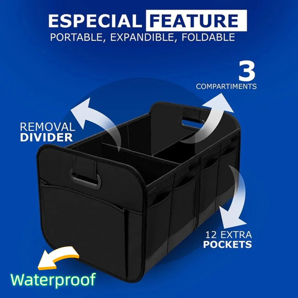 Foldable Car Trunk Organizer Box - Multi-Functional Vehicle Storage Solution for Neat Tailbox Management