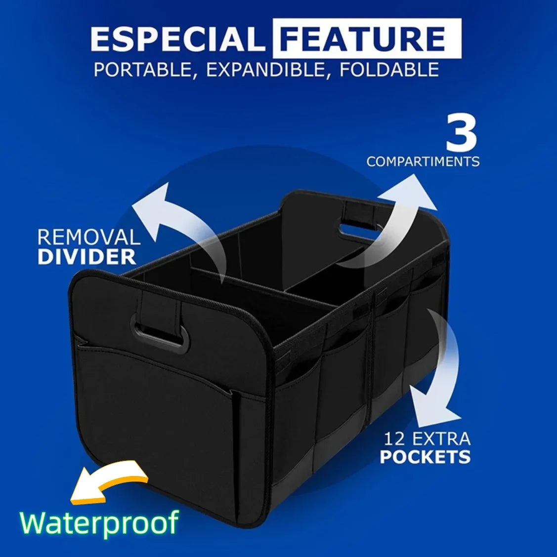 Foldable Car Trunk Organizer Box - Multi-Functional Vehicle Storage Solution for Neat Tailbox Management