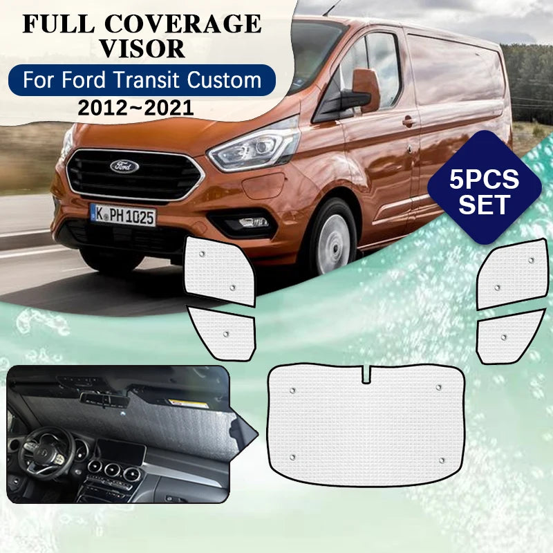 Full Covers Sunshades For Ford Transit Custom Tourneo 2012~2021 Car Sunshade Protection Windshield Window Visor Car Accessories
