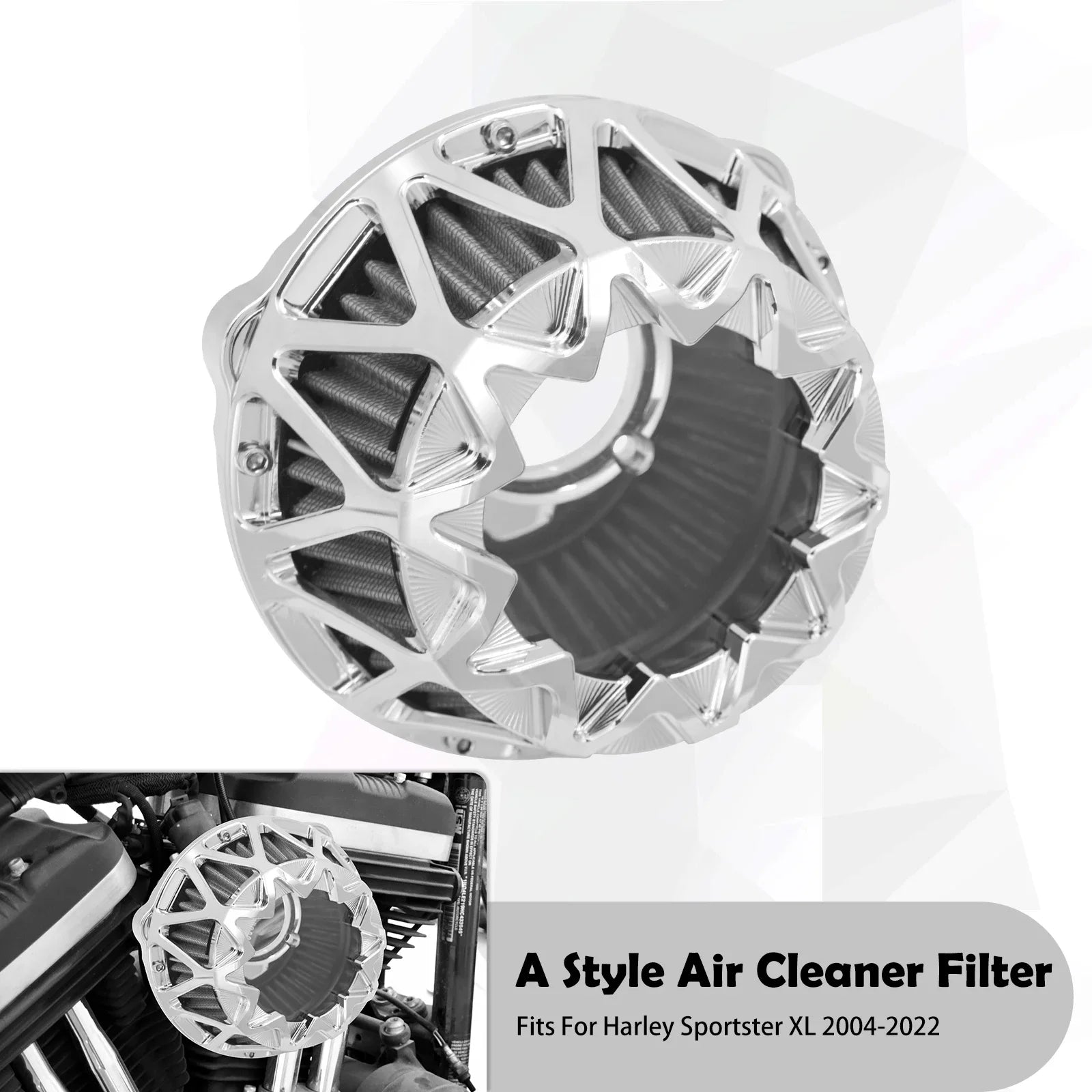 Motorcycle Air Cleaner Intake Filter Chrome For Harley Touring Electra Road Glide Dyna FXDLS Softail FLSTNSE Sportster XL48 883