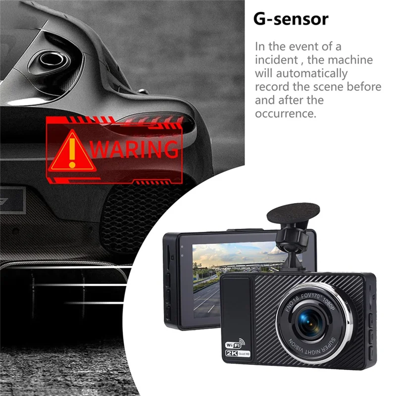 CABE-2K Wifi Dash Camera Front And Rear Camera Car Camera Vehicle Video Recorder DVR Night Vision Dashcam Dual-Channel HDR