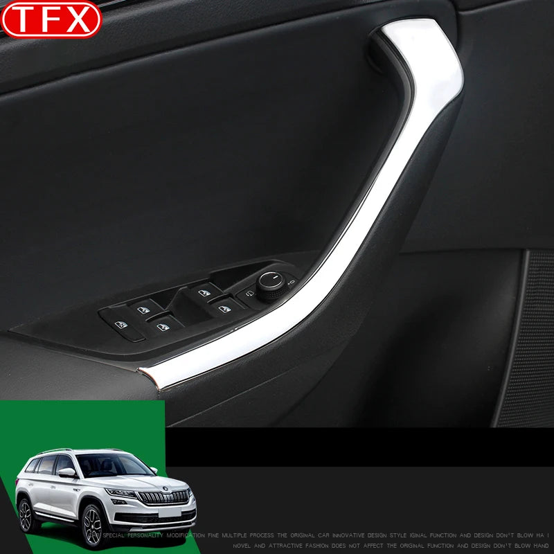For Skoda Kodiaq 2017-2020 Car Door Interior Armrest Sequin Modified Door Panel Handle Trim Strip Cover ABS Auto Accessories