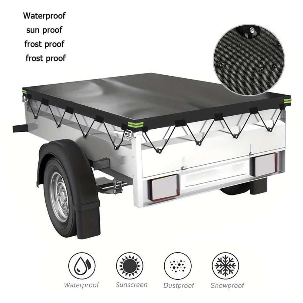 Waterproof Cover Trailer Tarpaulin Cargo Covering Custom Fit Coverage Elastic Webbing Multi-Purpose Use Protective Cover