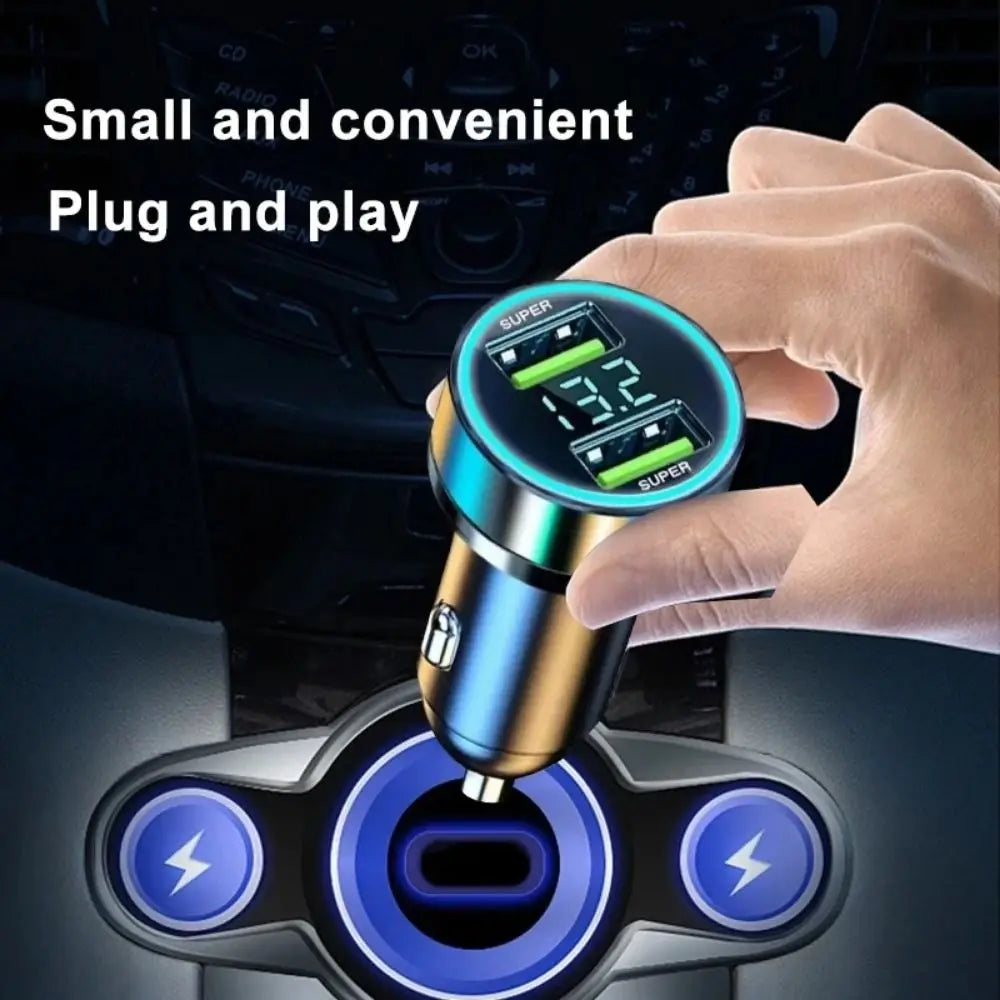 Dual USB Ports Car Phone Charger 240W Fast Charging Type C Adapter in Car 12-24v Mini For Mobile Phone Car Charger