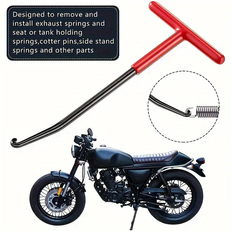 Motorcycle Exhaust Spring Hook T Shaped Handle Exhaust Pipe Spring Puller Installer Hooks Repair Tool for Springs Removal
