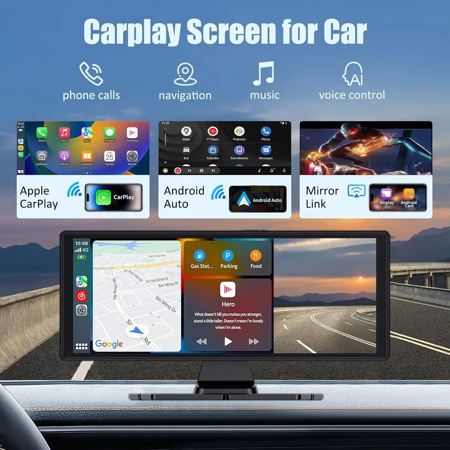 Universal DashCam 10.33" Car Intelligent 4K Car DVR Dash Cam Wireless CarPlay & Android Auto MP5 Bluetooth WIFI Rear Reversing
