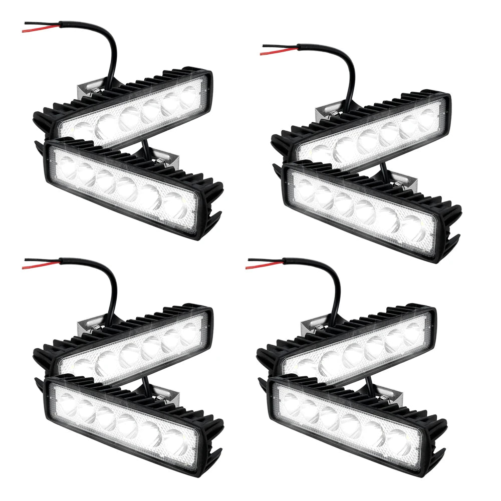 12V Car LED Light Bar 18W 6000K IP67 Waterproof Super Bright Car LED Work Light  Headlights DRL Driving Aluminum Lamp