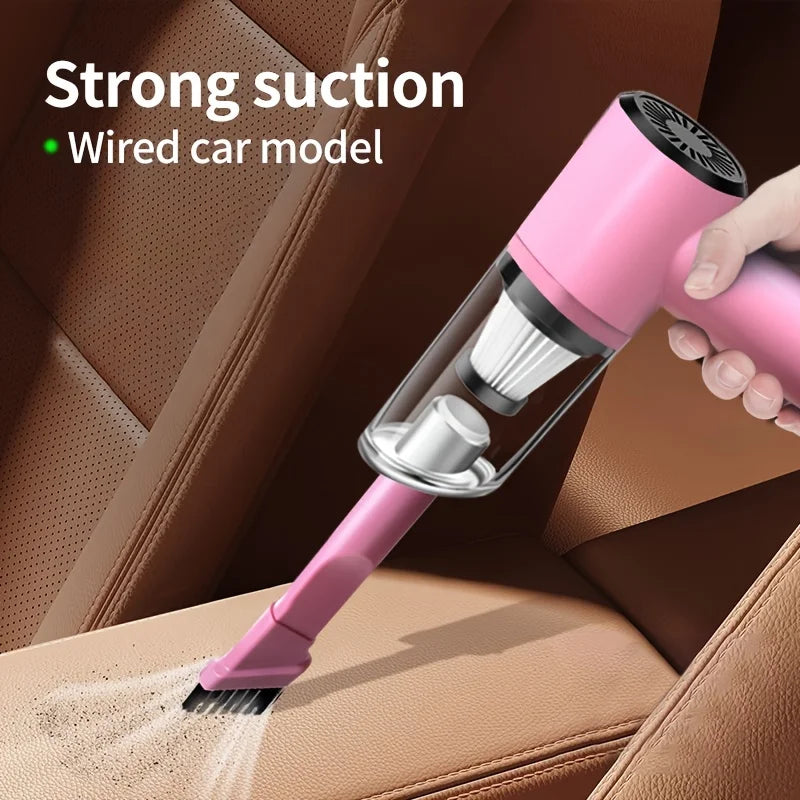 Pink Vehicle-mounted Vacuum Cleaner Super Suction Super High Power Wet And Dry Cleaning Cat Hair Pet Hair Multi-functional