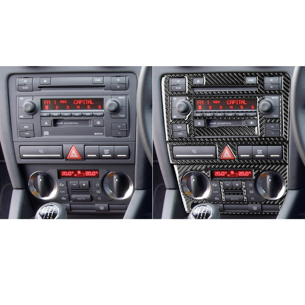 For Audi A3 S3 8P 2006 2007 Car Accessories Carbon Fiber Central AC Radio CD Navigation Panel Set Trim Cover Interior Sticker
