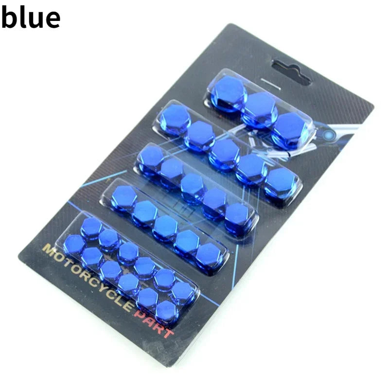 30pcs/set Motorcycle Accessories Head Screw Nut Electroplated Cap Cover Fits Decoration Cover