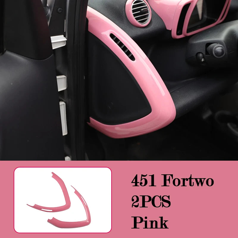 Car Interior Decoration Products ABS Protective Shell Pink Sticker For Mercedes Smart 451 Fortwo Car Modification Accessories