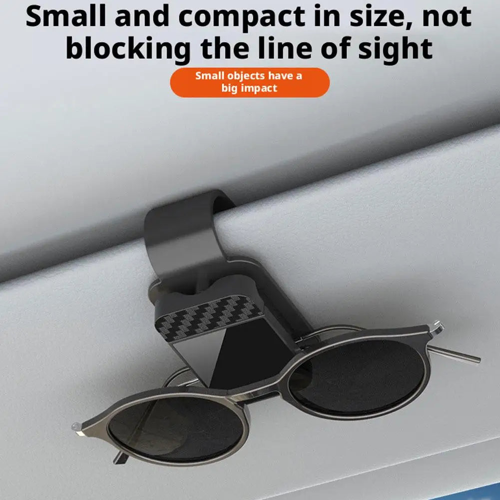 Car Sun Visor Glasses Holder Carbon Fiber Pattern Sunglasses Clip Ticket Card Mount Bracket Auto Interior Storage Accessories