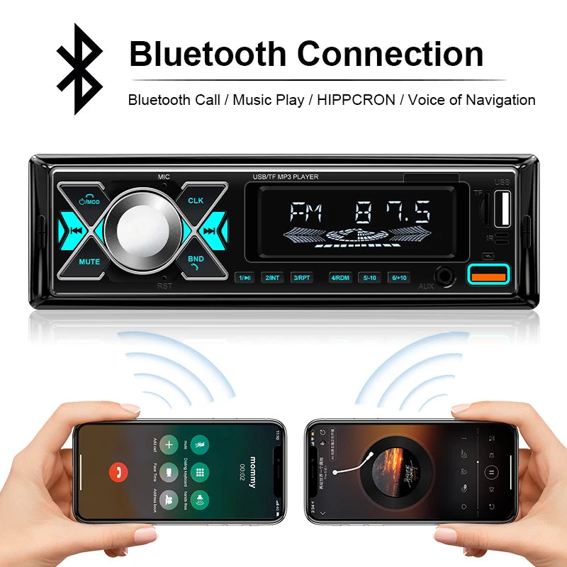Car Audio 1 din Radio Stereo Receiver Digital Bluetooth MP3 Player Colorful With Dual USB AUX Inputs Auto Multimedia Automotive