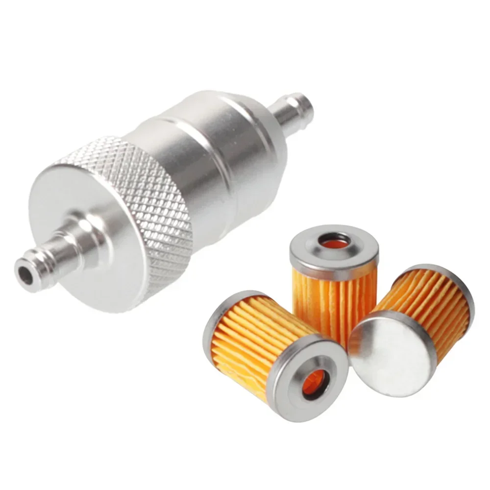 8mm CNC Aluminum Gasoline Cleaner +3/5 Pieces Reusable Cleanable Fuel Filter Motorcycle ATV Quad Inline Oil and Gas Fuel Filter