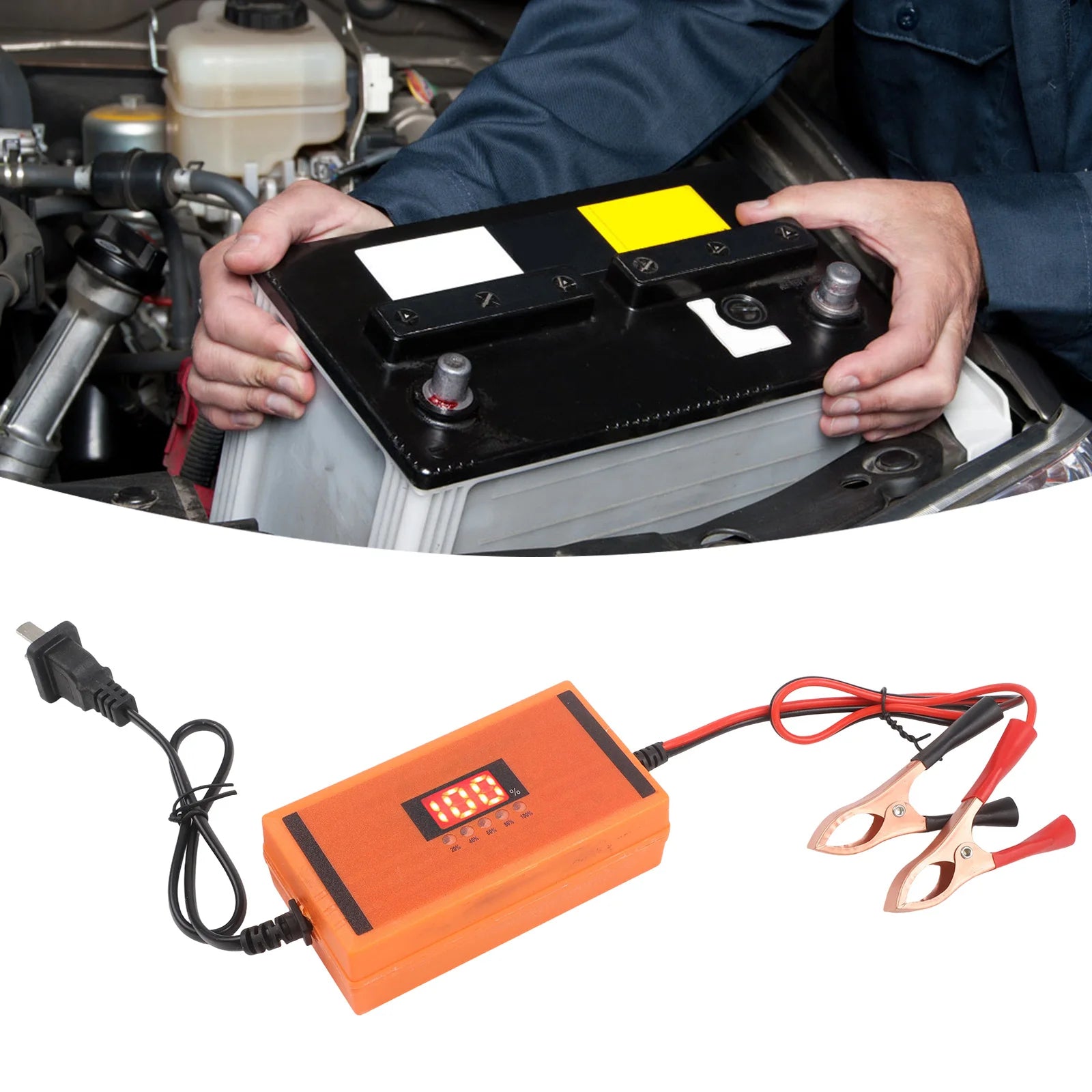12V 3-20A Car Battery Charger Lead-acid Batteries Charger Fast Charging Car Motorcycle Battery Charger