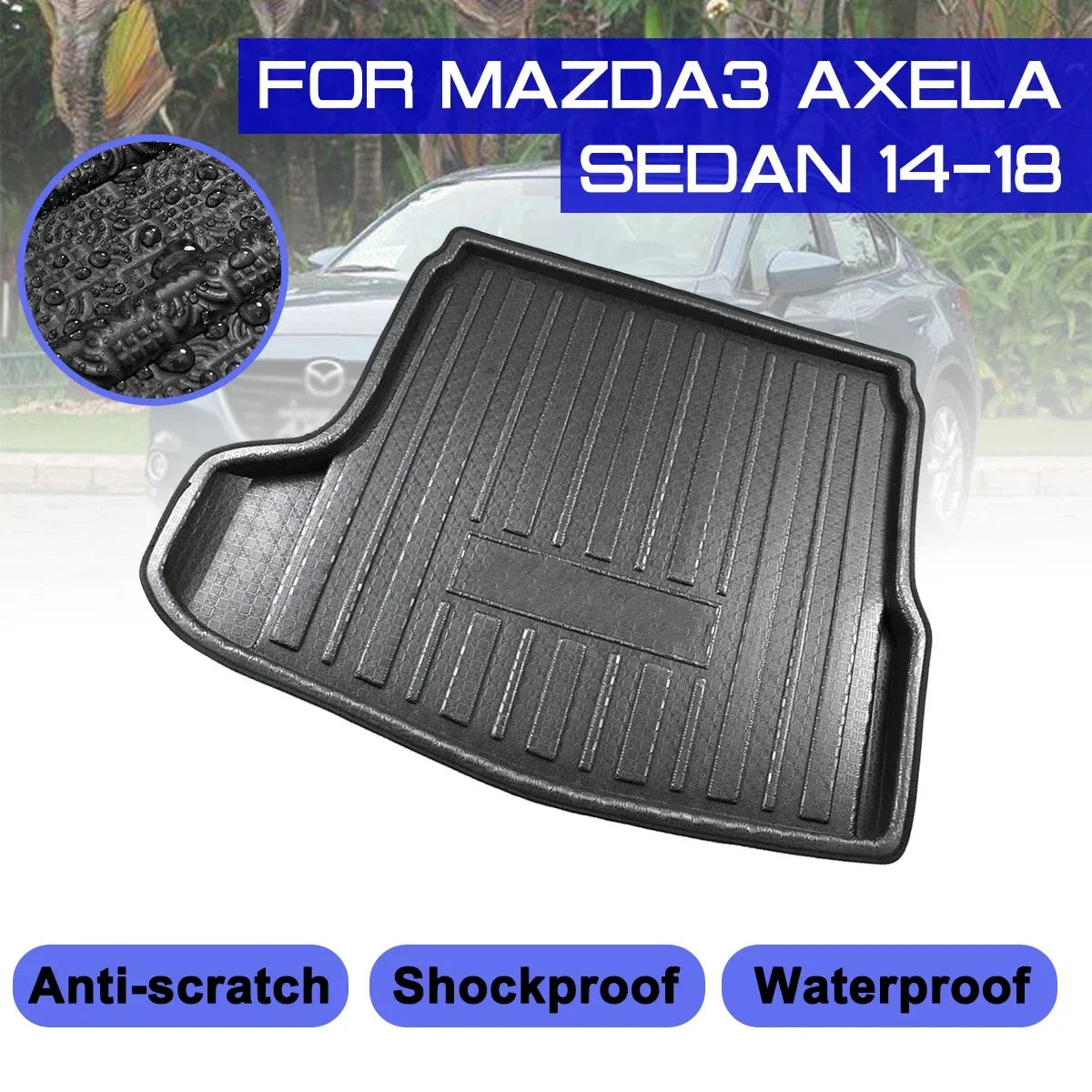 Car Floor Mat Carpet For Mazda3 Axela Sedan 2014 2015 2016 2017 2018 Rear Trunk Anti-mud Cover