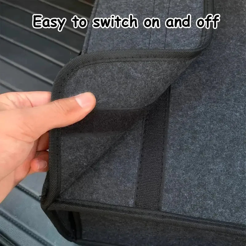 Car Trunk Organizer with Felt Lining - Collapsible Storage Bins, Anti-Scratch & Silent for Tools, Groceries, Emergency Kit