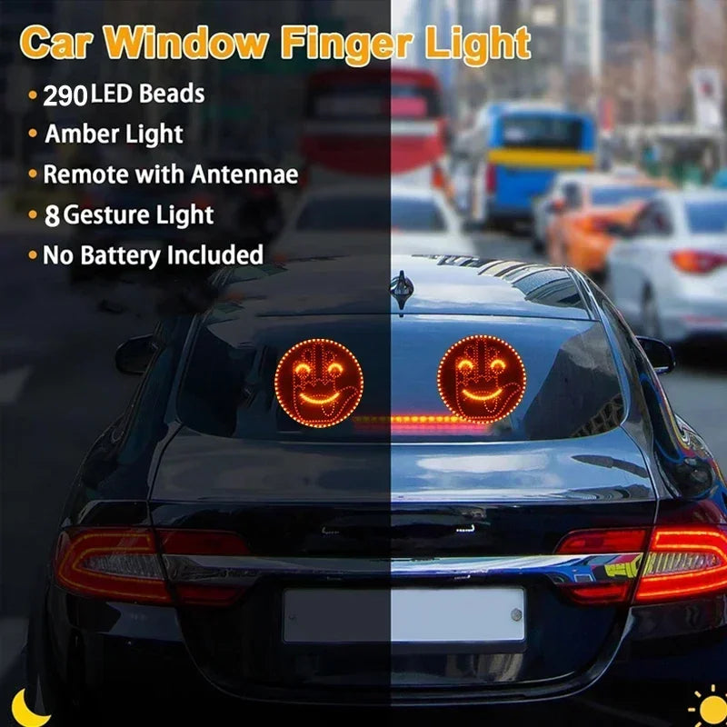 Car LED Funny Facial Expression Light With Remote Control Rear Window Multi-function Warning Reminder Lamp Exterior Accessories