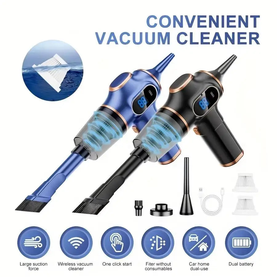9000PA Cordless Car Vacuum Cleaner with 6 Nozzles Type C Fast Charging Handheld Air Purifier Blower for Home Car Pet Cleaning