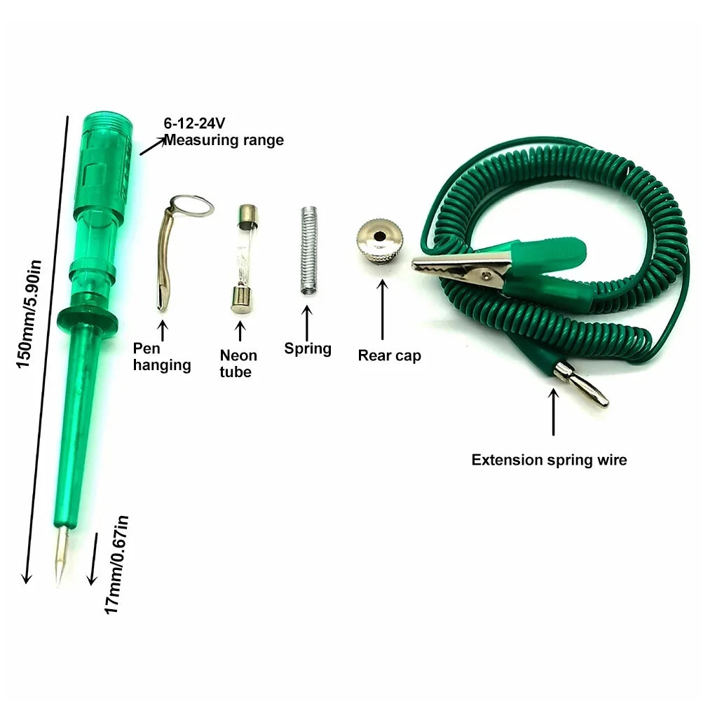 Probador de circuitos de automóviles, comprobador de voltaje para camiones, circuito de alta calidad, CC 6 V, 12 V y 24 V, herramienta de diagnóstico para automóviles, bolígrafo de prueba de sonda, accesorios para automóviles.