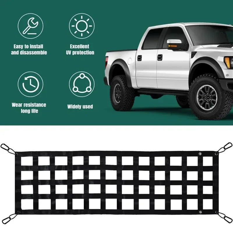 Red organizadora para maletero de coche, accesorios para coche con protección UV, malla de carga para caja de camioneta, red de almacenamiento de carga para portón trasero