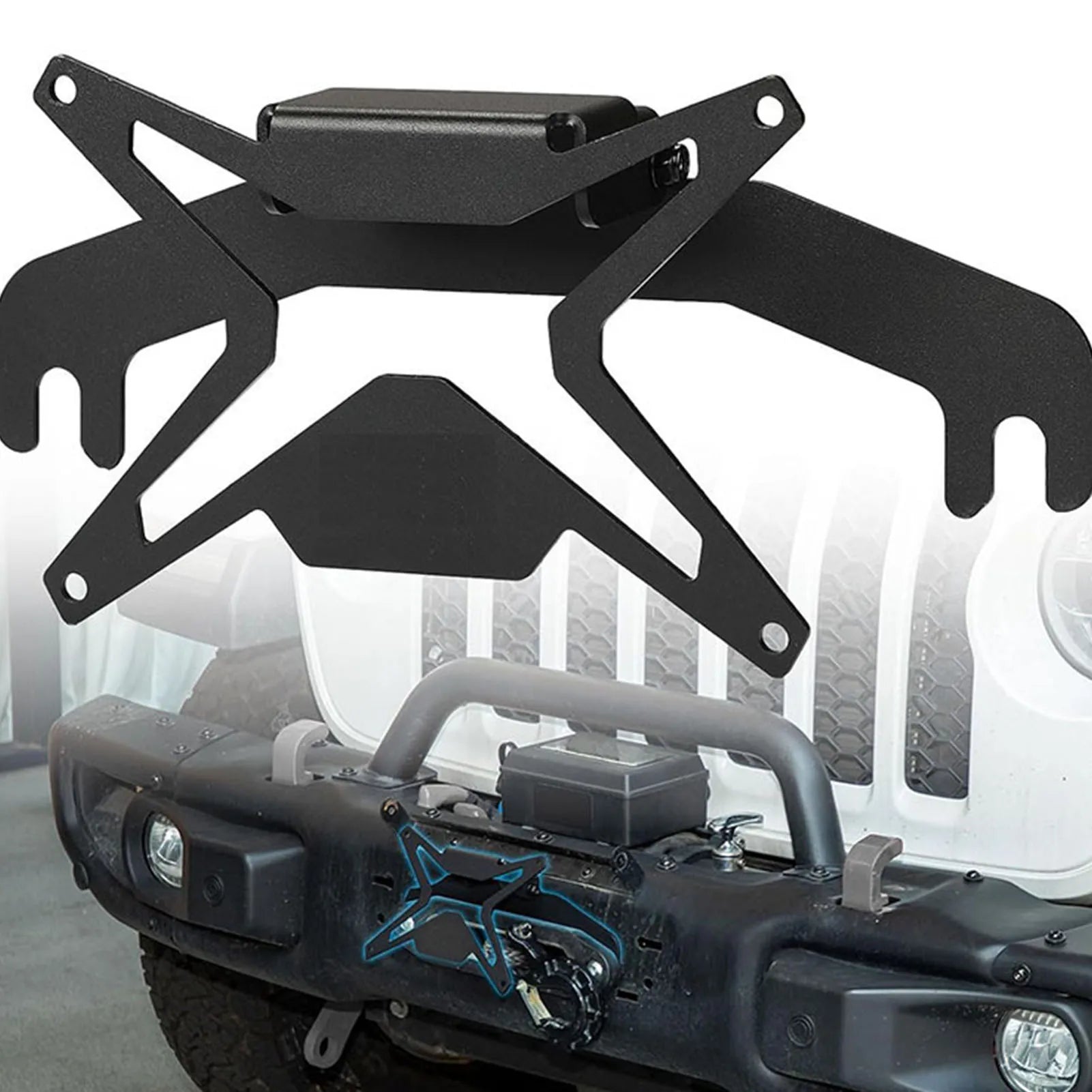 Flip Up Winch License Plate Mount Universal Front License Plate Holder for Pickup Truck Off Road RV 10in Hawse Fairlead