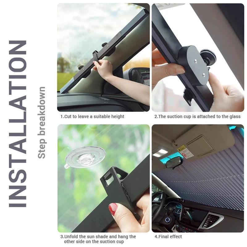 Foldable Car Sunshade Protector Auto Parasol Front Rear Window Sun Visor Winshield Sun Shade Covers UV Prevention for Car SUV