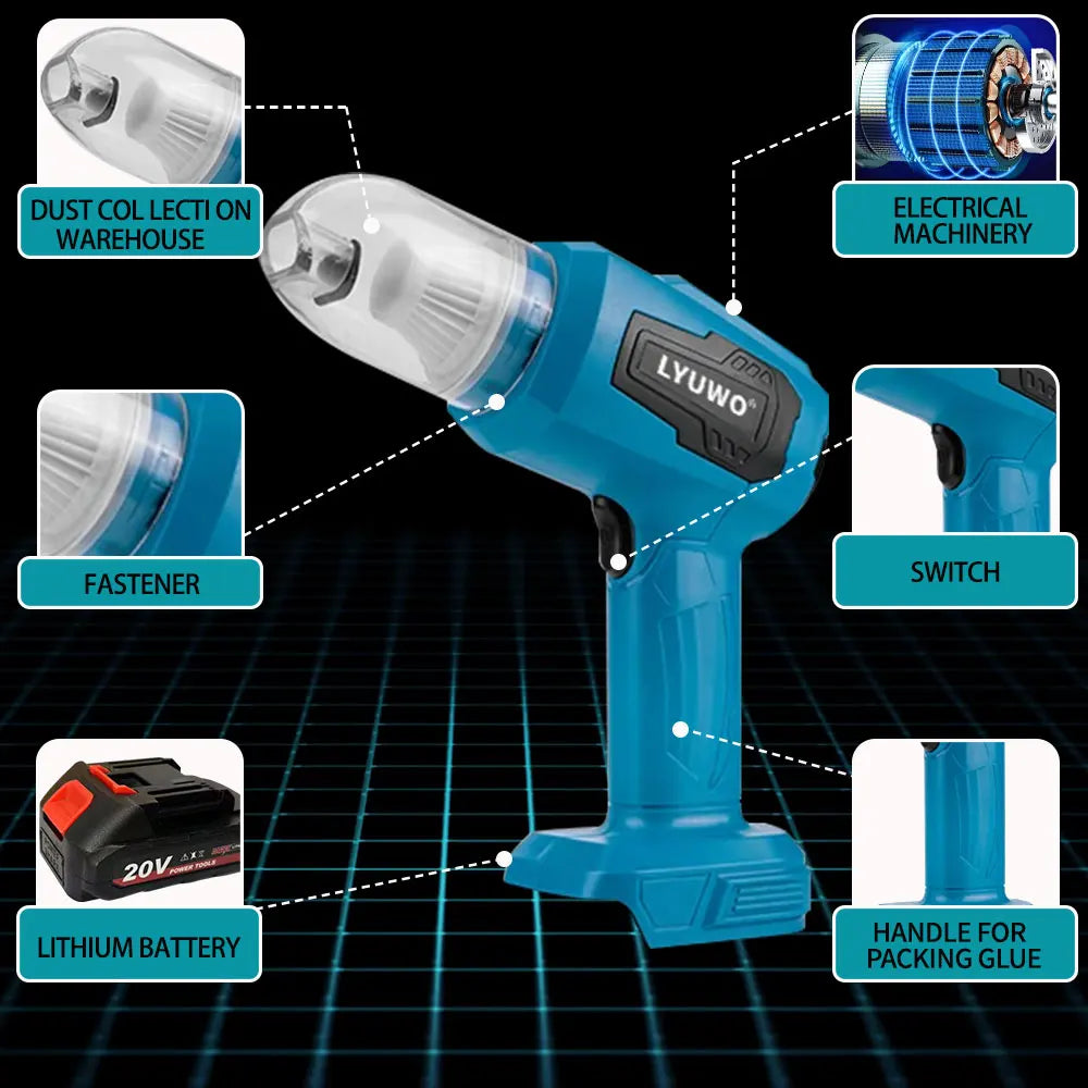 LYUWO Dual Head Car Vacuum Cleaner with Wireless Charging, High Suction Power For Home Use, Powerful Dust Removal, Handheld Tool