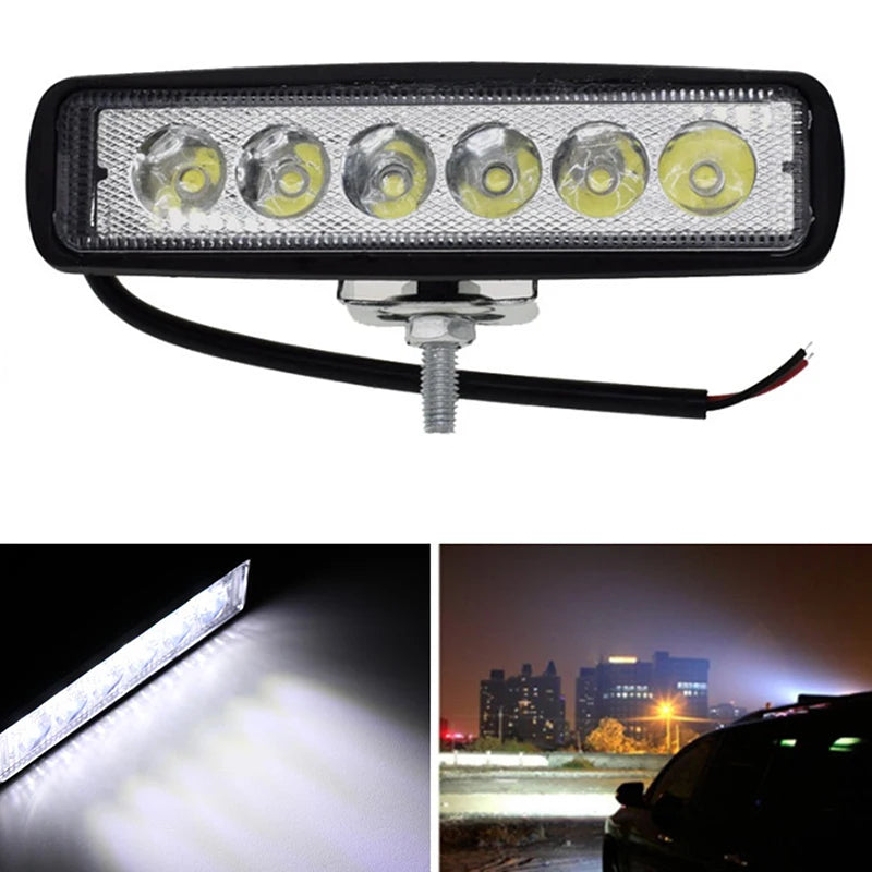 18W 6 LED Car LED Work Light DRL Spotlight High Bright Waterproof Auto Offroad SUV Truck Headlights Driving Lamp 12V