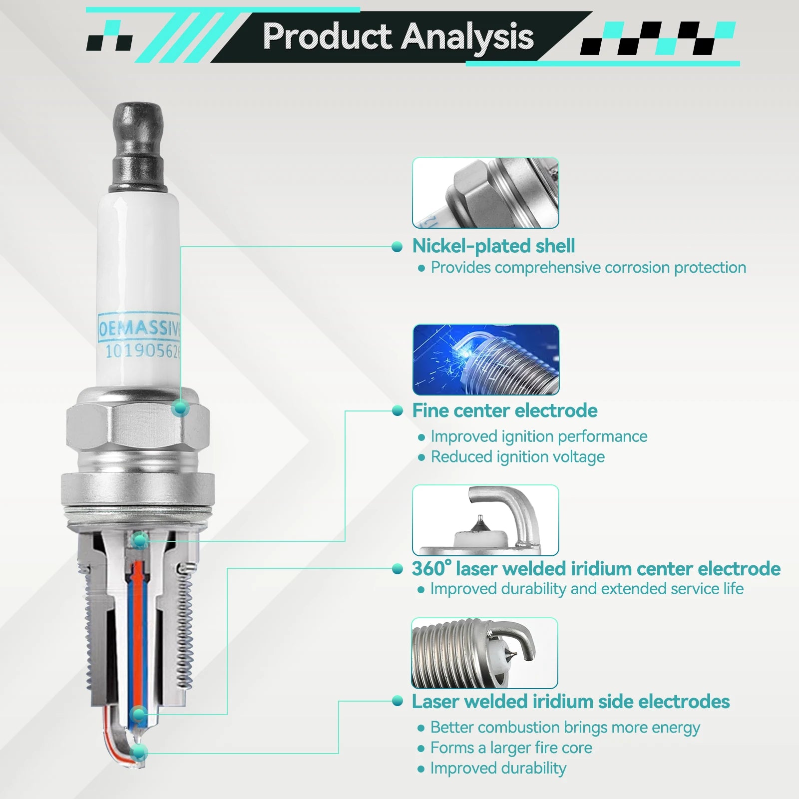 101 905 626 Bujías para Audi A1, Seat Altea, Ibiza, Skoda Fabia, Octavia, VW Beetle, Golf, Jetta, Passat B6, B7, Polo, Tiguan, Touran