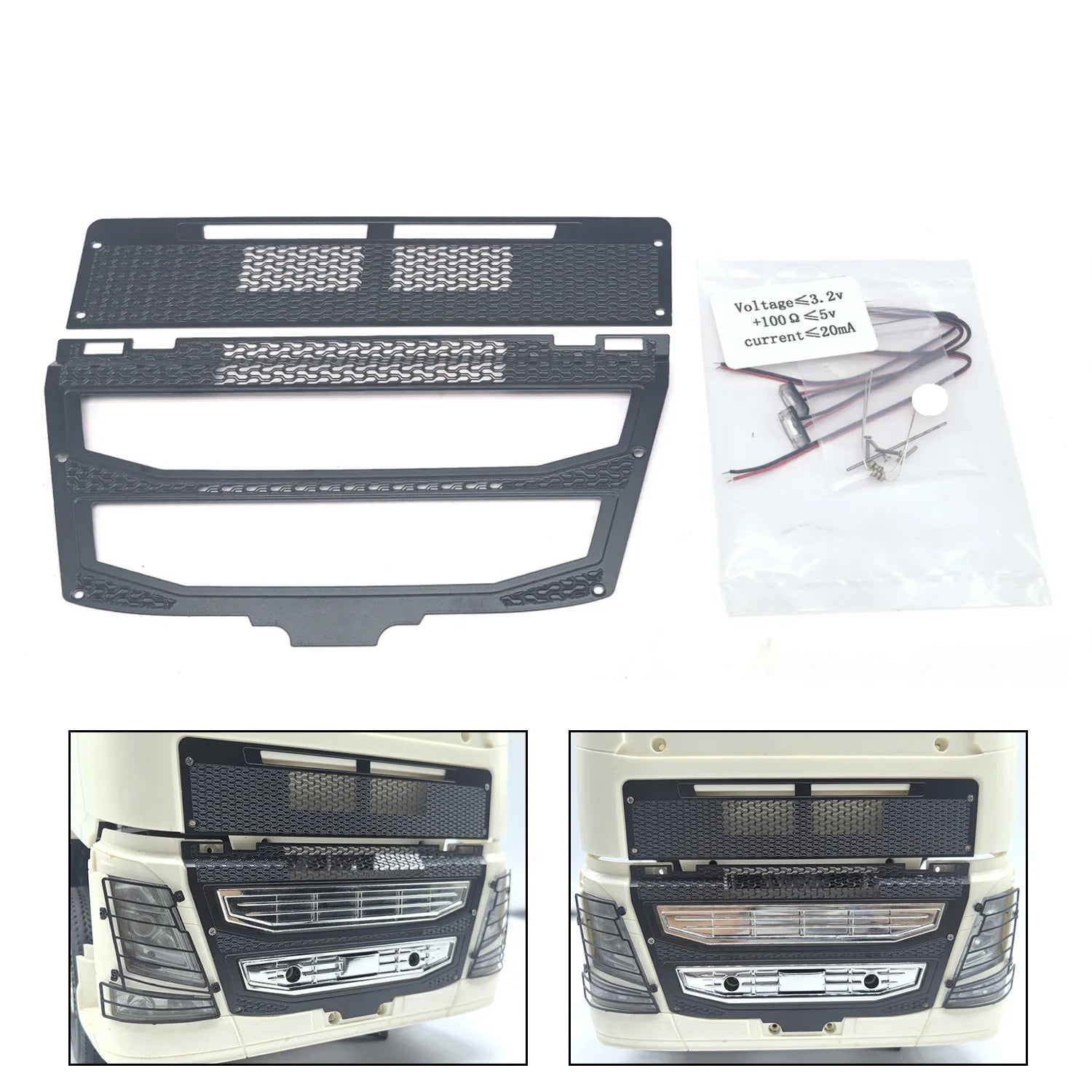 Upgrade Accessories Intake Cover LED For 1/14 DIY TAMIYA 56362 RC Recovery Truck Models Radio Control Timber Lorry 56360 56365