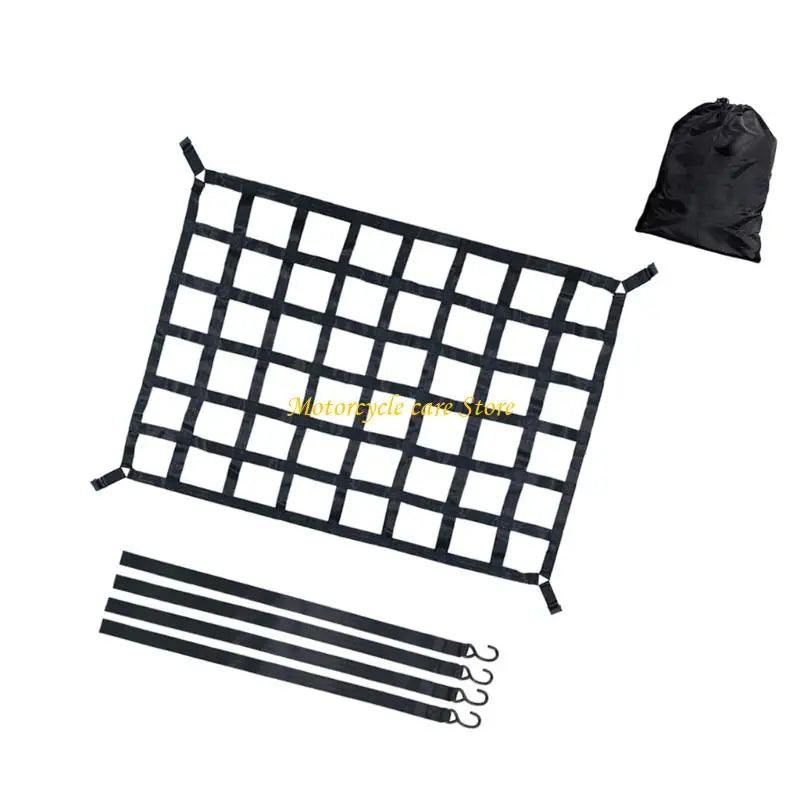 U75F Adjustable Truck Bed Storage Net Reinforced Edges S Hooks For SUVs Pickup Cargo Safety