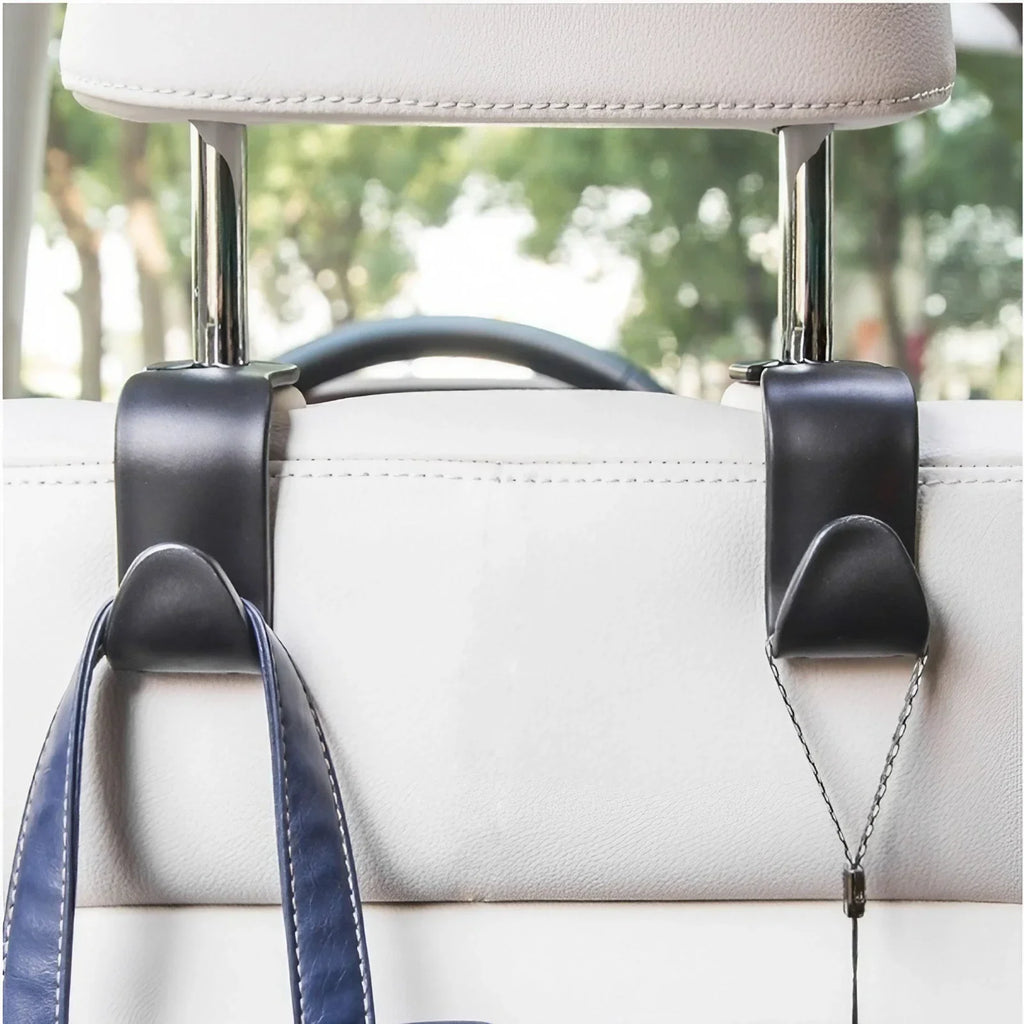 Car Back Seat Headrest Hook Organizer for Groceries Handbags Umbrellas Auto Accessories Storage Solution