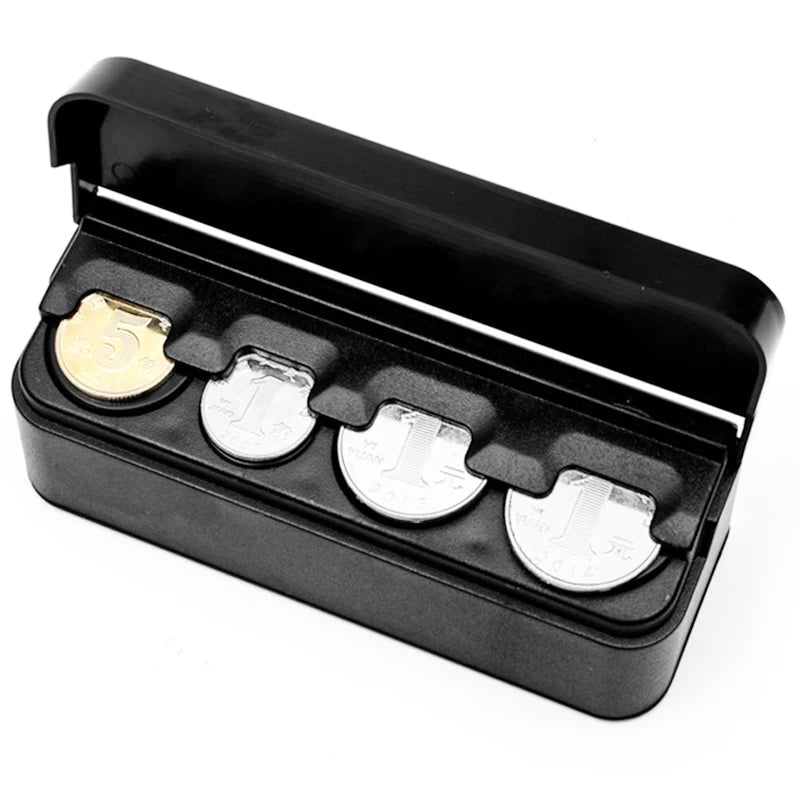 Car Change Organizer Creative Storage Coin Wallet Storage Box Coin Organizer Moeda 4 Compartment Car Interior Storage