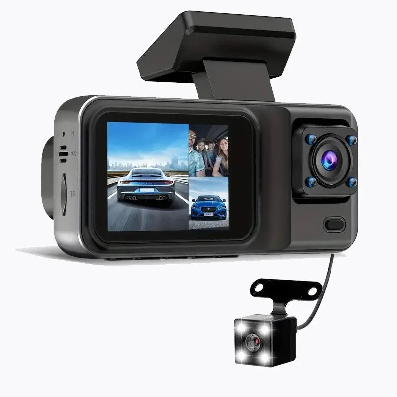 Dash Cam W/ IR Night Vision Loop Recording & 2" IPS Screen 1080P 3 Camera ， DVR recorder, video recorder, Vehicle DVR