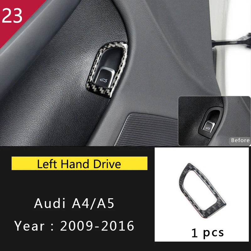 For Audi A4 S4 RS4 B8 8K A5 S5 RS5 8T 8F Carbon Fiber Interior Auto Gear Shift Panel Cover Frame Trim Sticker Car Accessories