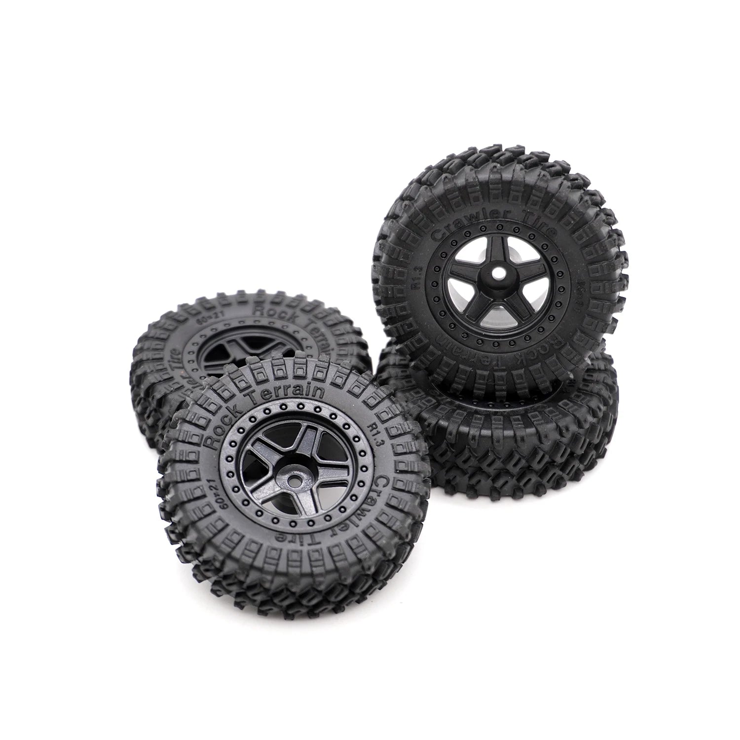 1/18 RC Crawler TRX4M Parts 4PCS 1.3inch Beadlock Wheel Rubber Tyres 60*21mm Front Rear Tires 7mm HEX for RC Car Upgrade Parts