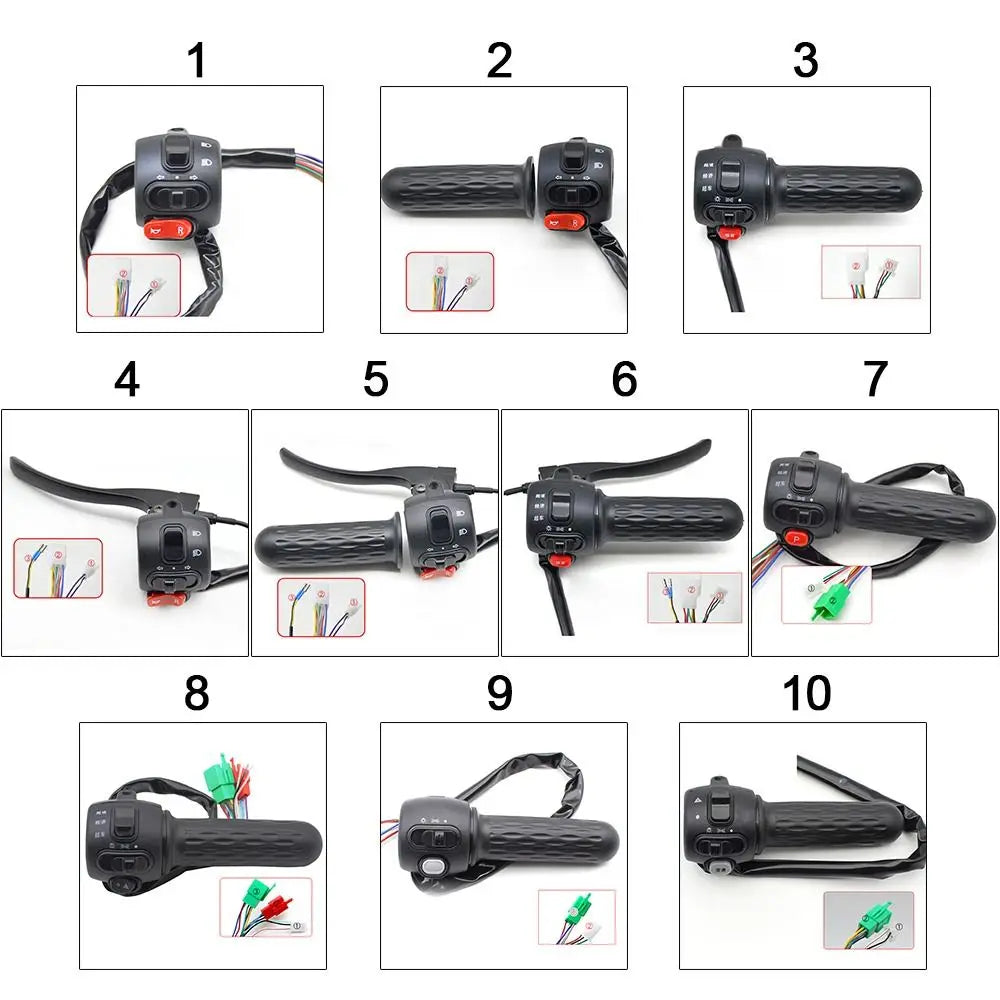 Black Electric Vehicle Parts Drum Disc Handle Combination Switch Rotary Handle Handle Seat Integrated Switch Button