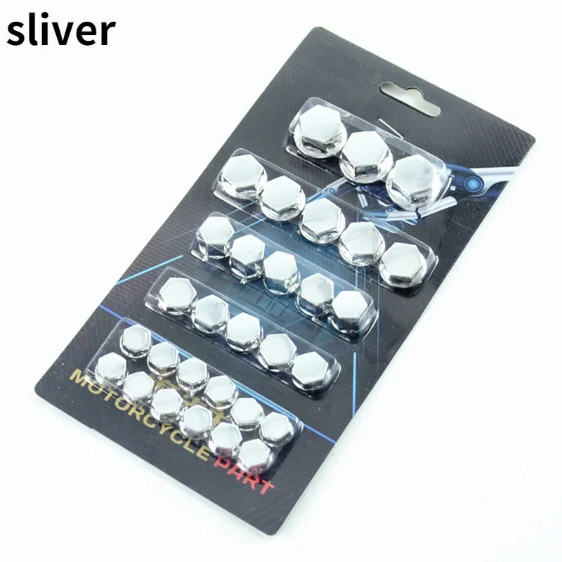 30pcs/set Motorcycle Accessories Head Screw Nut Electroplated Cap Cover Fits Decoration Cover