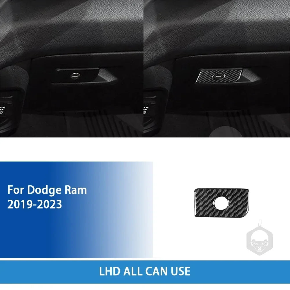 For Dodge Ram 2019 2020 2021 2022 2023 Accessories Carbon Fiber Car Interior Grar Handle Air Outlet Trim Sticker Decoration