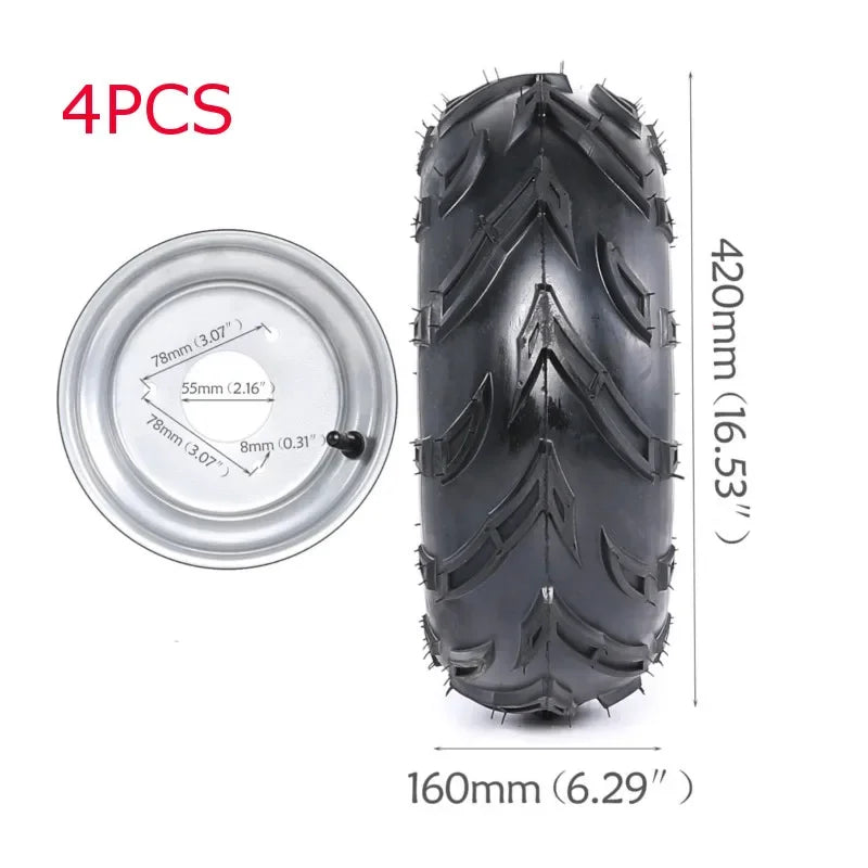 4 Pack 4.10-6 or 145x70-6 or 16X8-7 Tires Tyre Wheels Rims For Go Kart Scoote QUAD Bike Buggy Trolley Drift Trike DIY ATV